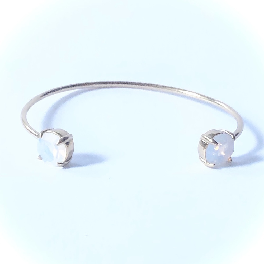 Iridescent Rhinestone Gold Bangle Bracelet